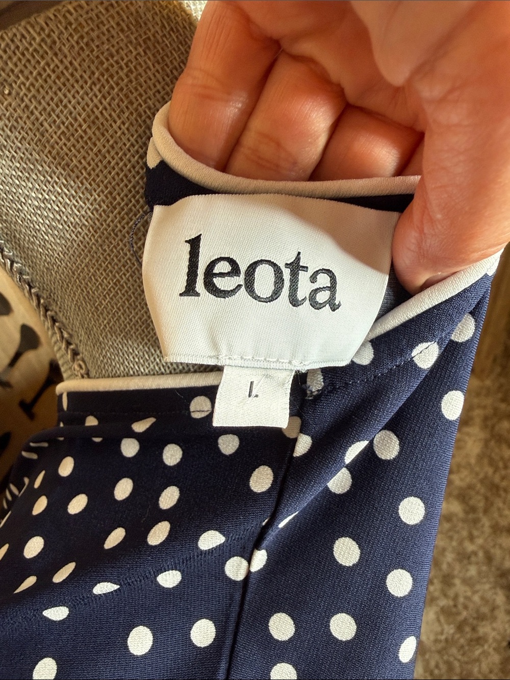 Leota Navy and White Polka Dot Midi Wrap Dress - Picture 4 of 4